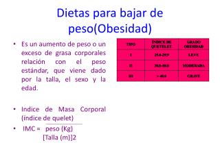 Dietas para bajar de peso(Obesidad)