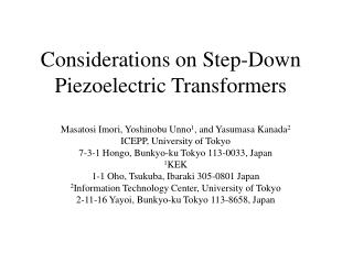 Considerations on Step-Down Piezoelectric Transformers