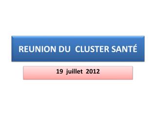 REUNION DU CLUSTER SANTÉ