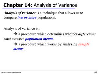 Chapter 14: Analysis of Variance