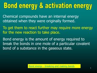 Bond energy &amp; activation energy