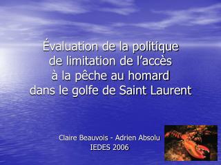 Claire Beauvois - Adrien Absolu IEDES 2006