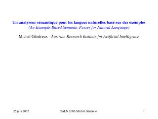 Michel Généreux - Austrian Research Institute for Artificial Intelligence
