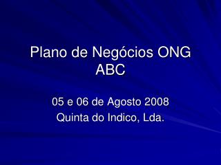 Plano de Negócios ONG ABC