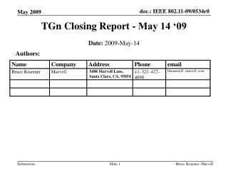 TGn Closing Report - May 14 ‘09