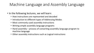 Machine Language and Assembly Language