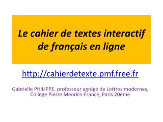 Le cahier de textes interactif de français en ligne