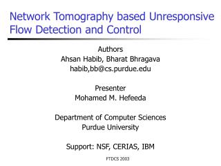 Network Tomography based Unresponsive Flow Detection and Control