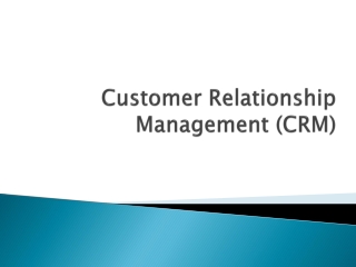 Customer Relationship Management (CRM)