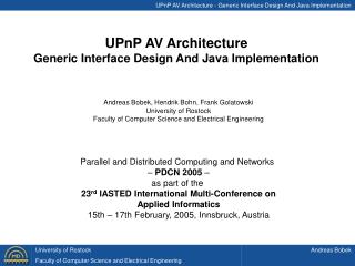UPnP AV Architecture - Generic Interface Design And Java Implementation