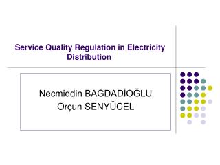 Service Quality Regulation in Electricity Distribution
