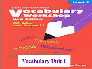 Vocabulary Unit 1