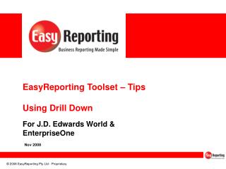 EasyReporting Toolset – Tips Using Drill Down