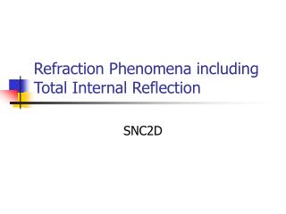 Refraction Phenomena including Total Internal Reflection