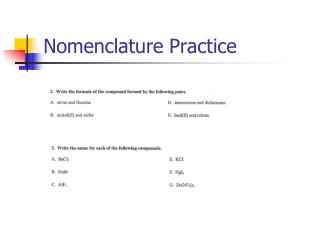 Nomenclature Practice