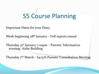 S5 Course Planning