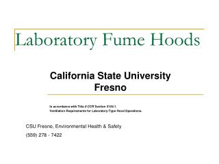 Laboratory Fume Hoods