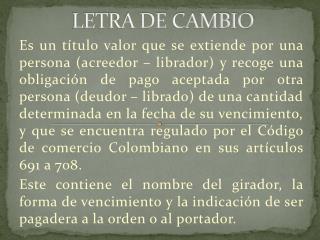 LETRA DE CAMBIO