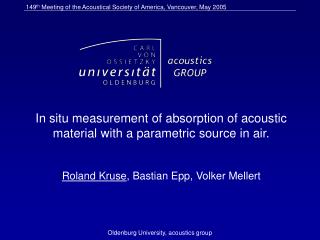 In situ measurement of absorption of acoustic material with a parametric source in air.