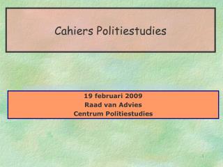 Cahiers Politiestudies