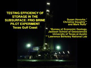 TESTING EFFICIENCY OF STORAGE IN THE SUBSURFACE: FRIO BRINE PILOT EXPERIMENT Texas Gulf Coast