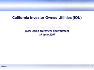 California Investor Owned Utilities (IOU)