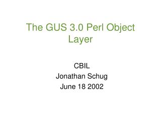 The GUS 3.0 Perl Object Layer