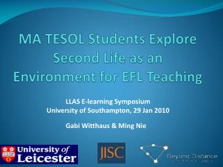 MA TESOL Students Explore Second Life as an Environment for EFL Teaching
