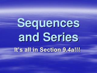 Sequences and Series