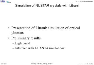 Simulation of NUSTAR crystals with Litrani