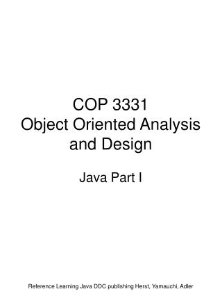 COP 3331 Object Oriented Analysis and Design