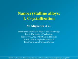 Nanocrystalline Alloys - Features
