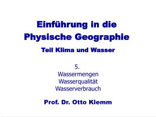 Einführung in die Physische Geographie