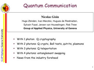 Quantum Communication