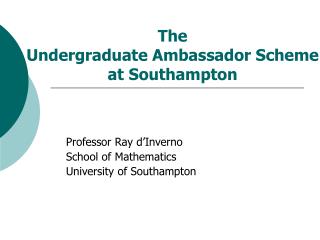 The Undergraduate Ambassador Scheme at Southampton