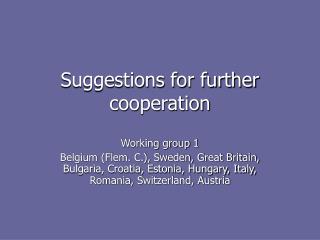 Suggestions for further cooperation