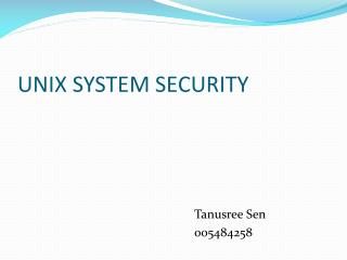 UNIX SYSTEM SECURITY
