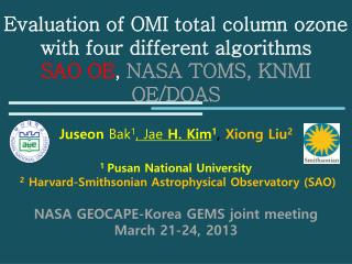 Juseon Bak 1 , Jae H. Kim 1 , Xiong Liu 2 1 Pusan National University