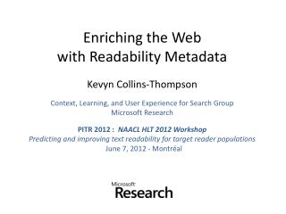 Enriching the Web with Readability Metadata