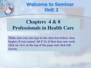 Welcome to Seminar Unit 2