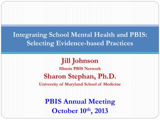 Integrating School Mental Health and PBIS: Selecting Evidence-based Practices