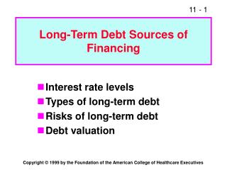 Long-Term Debt Sources of Financing