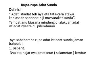 Rupa-rupa Adat Sunda Definisi: