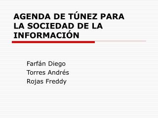 AGENDA DE TÚNEZ PARA LA SOCIEDAD DE LA INFORMACIÓN