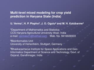 Multi-level mixed modeling for crop yield prediction in Haryana State (India)