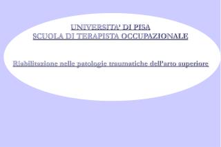 UNIVERSITA’ DI PISA SCUOLA DI TERAPISTA OCCUPAZIONALE