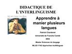 Apprendre manier plusieurs langues Patrick Chardenet Universit de Franche Comt 2004 Master Sciences du langage MLUD