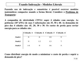 Usando Indexação - Modelos Literais