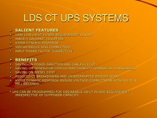 LDS CT UPS SYSTEMS