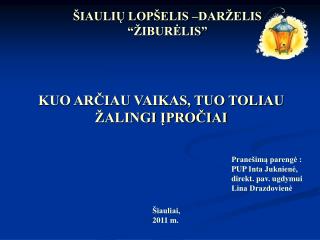 ŠIAULIŲ LOPŠELIS –DARŽELIS “ŽIBURĖLIS”